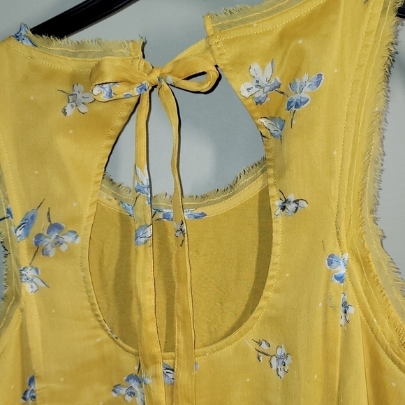 Abercrombie & Fitch yellow floral mini sleeveless sundress medium back key hole - Picture 5 of 7